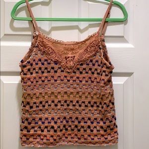Free People Lace Knit Sweater Pink Tank Top